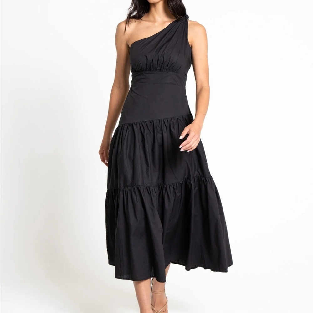 Chic Black One-Shoulder Dress with Asymmetrical Hem